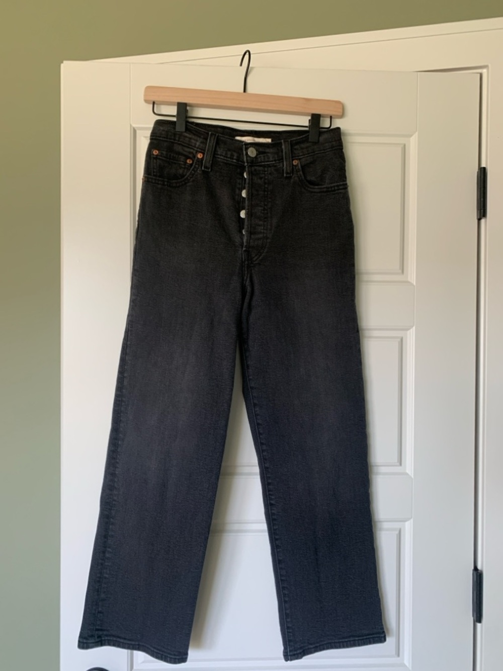 Levi's Black Straight-Leg Jeans with Button Fly